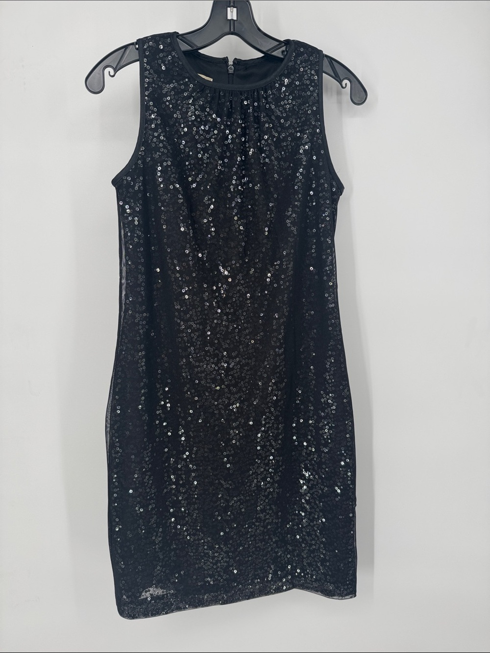 Evan‎ Picone Black Sequin & Mesh Sleeveless Mini Dress Size 4